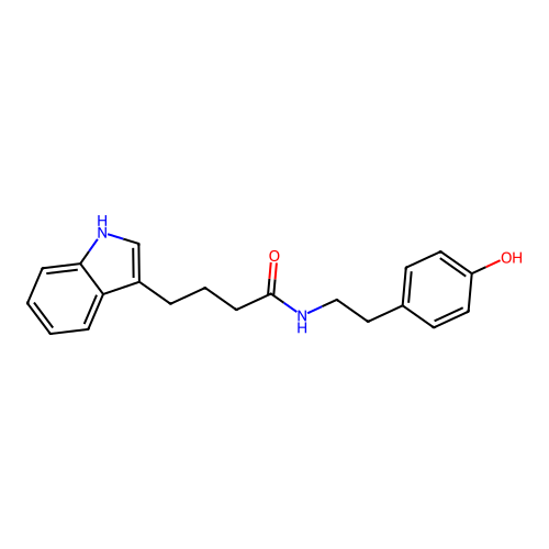N-[2-(4-hydroxyphenyl)ethyl]-4-(1H-indol-3-yl)butanamide structure