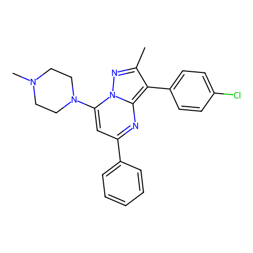 3-(4-chlorophenyl)-2-methyl-7-(4-methylpiperazin-1-yl)-5-phenylpyrazolo[1,5-a]pyrimidine structure