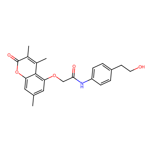 N-(4-(2-hydroxyethyl)phenyl)-2-((3,4,7-trimethyl-2-oxo-2H-chromen-5-yl)oxy)acetamide structure
