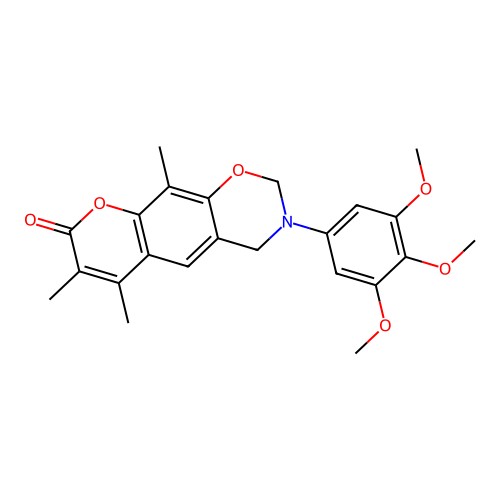 6,7,10-trimethyl-3-(3,4,5-trimethoxyphenyl)-2,4-dihydropyrano[3,2-g][1,3]benzoxazin-8-one structure