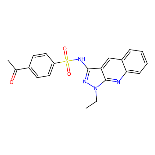 4-acetyl-N-(1-ethyl-1H-pyrazolo[3,4-b]quinolin-3-yl)benzenesulfonamide structure