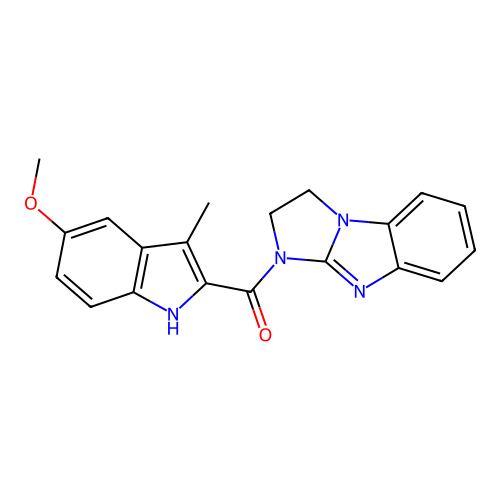1,2-dihydroimidazo[1,2-a]benzimidazol-3-yl-(5-methoxy-3-methyl-1H-indol-2-yl)methanone structure