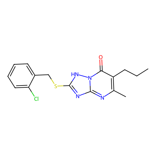 2-[(2-chlorobenzyl)sulfanyl]-5-methyl-6-propyl[1,2,4]triazolo[1,5-a]pyrimidin-7(4H)-one structure