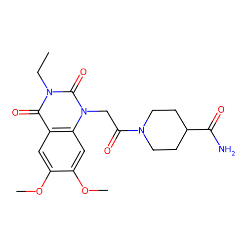 1-[(3-ethyl-6,7-dimethoxy-2,4-dioxo-3,4-dihydroquinazolin-1(2H)-yl)acetyl]piperidine-4-carboxamide structure
