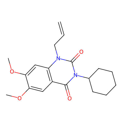 3-Cyclohexyl-6,7-dimethoxy-1-prop-2-enyl-1,3-dihydroquinazoline-2,4-dione structure