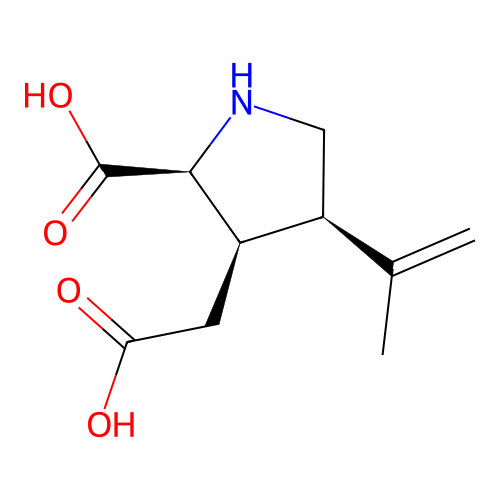 (2S,3R,4R)-2-Carboxy-4-(1-methylethenyl)-3-pyrrolidineacetic acid structure
