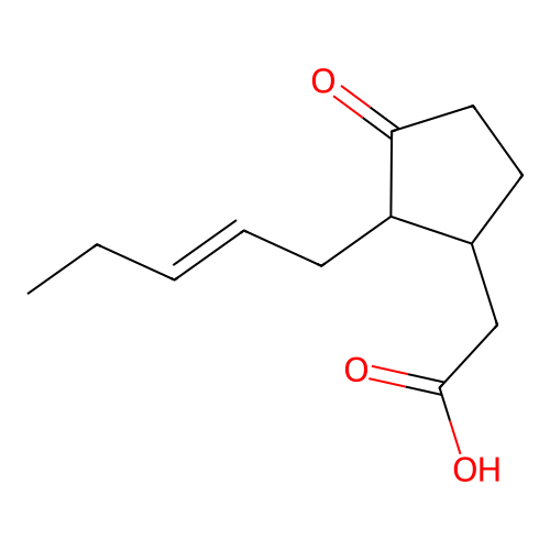 2-[3-oxo-2-[(E)-pent-2-enyl]cyclopentyl]acetic acid structure