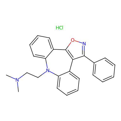 8H-Dibenz(b,f)isoxazolo(4,5-d)azepine-8-ethanamine, N,N-dimethyl-3-phenyl-, monohydrochloride structure
