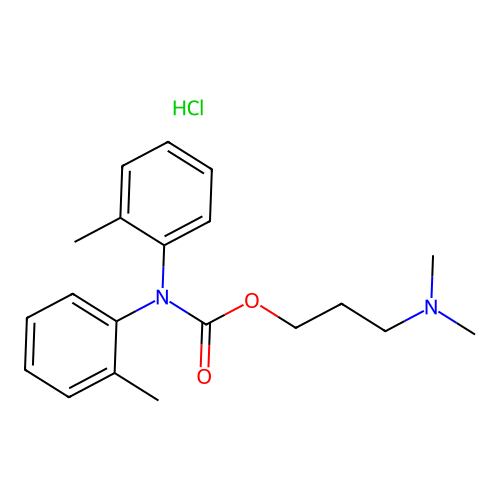 3-(Dimethylamino)propyl bis(2-methylphenyl)carbamate--hydrogen chloride (1/1) structure