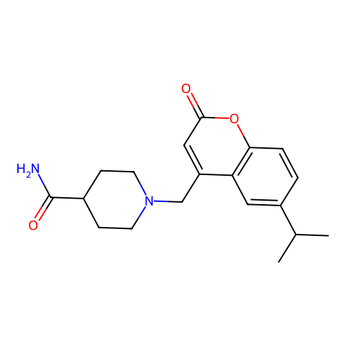 1-((6-isopropyl-2-oxo-2H-chromen-4-yl)methyl)piperidine-4-carboxamide structure