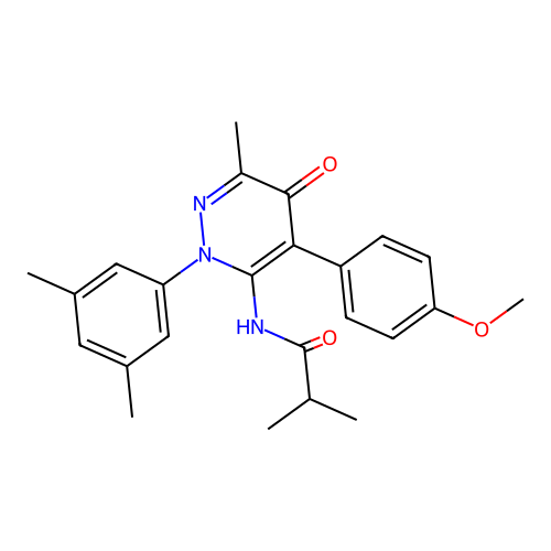 N-(2-(3,5-dimethylphenyl)-4-(4-methoxyphenyl)-6-methyl-5-oxo-2,5-dihydropyridazin-3-yl)isobutyramide structure