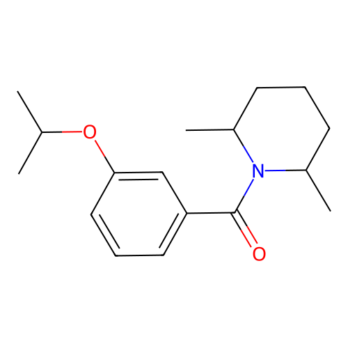 (2,6-Dimethylpiperidin-1-yl)-(3-propan-2-yloxyphenyl)methanone structure