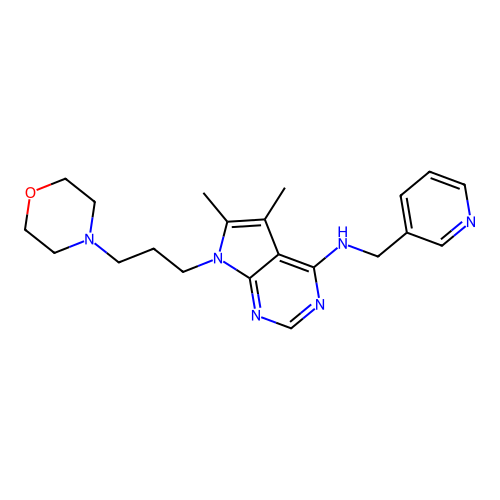 5,6-dimethyl-7-(3-morpholin-4-ylpropyl)-N-(pyridin-3-ylmethyl)pyrrolo[2,3-d]pyrimidin-4-amine structure