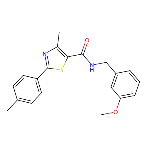 N-(3-methoxybenzyl)-4-methyl-2-(4-methylphenyl)-1,3-thiazole-5-carboxamide structure