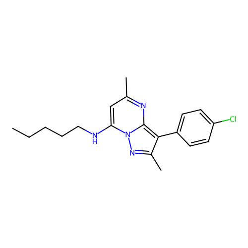 3-(4-chlorophenyl)-2,5-dimethyl-N-pentylpyrazolo[1,5-a]pyrimidin-7-amine structure