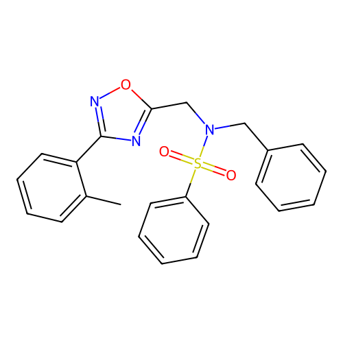 N-benzyl-N-{[3-(2-methylphenyl)-1,2,4-oxadiazol-5-yl]methyl}benzenesulfonamide structure