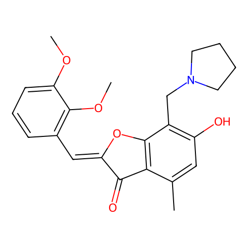 (Z)-2-(2,3-dimethoxybenzylidene)-6-hydroxy-4-methyl-7-(pyrrolidin-1-ylmethyl)benzofuran-3(2H)-one structure