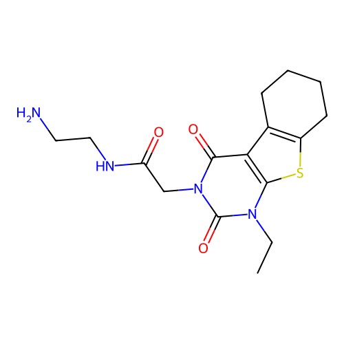 N-(2-aminoethyl)-2-(1-ethyl-2,4-dioxo-1,2,5,6,7,8-hexahydrobenzo[4,5]thieno[2,3-d]pyrimidin-3(4H)-yl)acetamide structure