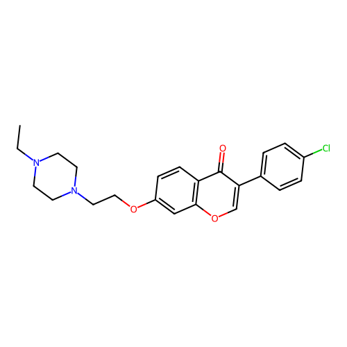 3-(4-chlorophenyl)-7-(2-(4-ethylpiperazin-1-yl)ethoxy)-4H-chromen-4-one structure