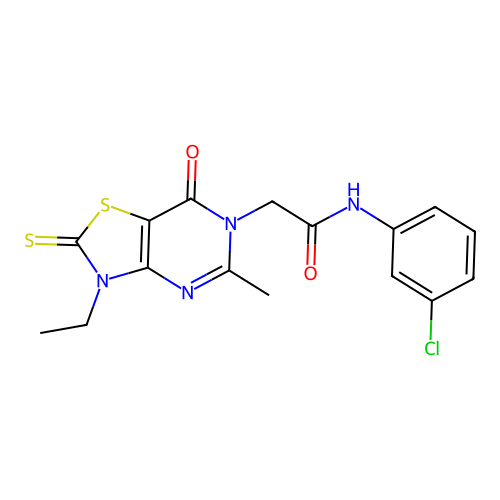 N-(3-chlorophenyl)-2-(3-ethyl-5-methyl-7-oxo-2-sulfanylidene-[1,3]thiazolo[4,5-d]pyrimidin-6-yl)acetamide structure