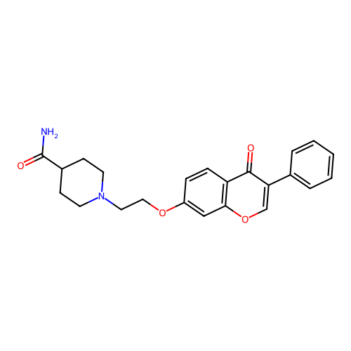 1-(2-((4-oxo-3-phenyl-4H-chromen-7-yl)oxy)ethyl)piperidine-4-carboxamide structure