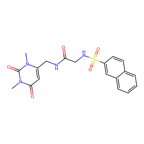 N-((1,3-dimethyl-2,6-dioxo-1,2,3,6-tetrahydropyrimidin-4-yl)methyl)-2-(naphthalene-2-sulfonamido)acetamide structure