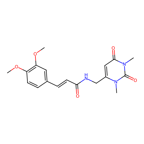 (E)-3-(3,4-dimethoxyphenyl)-N-((1,3-dimethyl-2,6-dioxo-1,2,3,6-tetrahydropyrimidin-4-yl)methyl)acrylamide structure