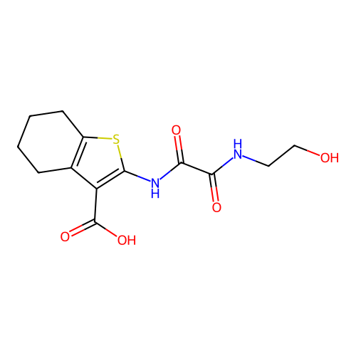 2-[(2-hydroxyethylcarbamoylformyl)amino]-4,5,6,7-tetrahydrobenzothiophene-3-carboxylic Acid structure