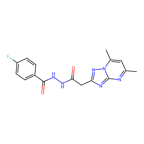 N'-(2-(5,7-dimethyl-[1,2,4]triazolo[1,5-a]pyrimidin-2-yl)acetyl)-4-fluorobenzohydrazide structure