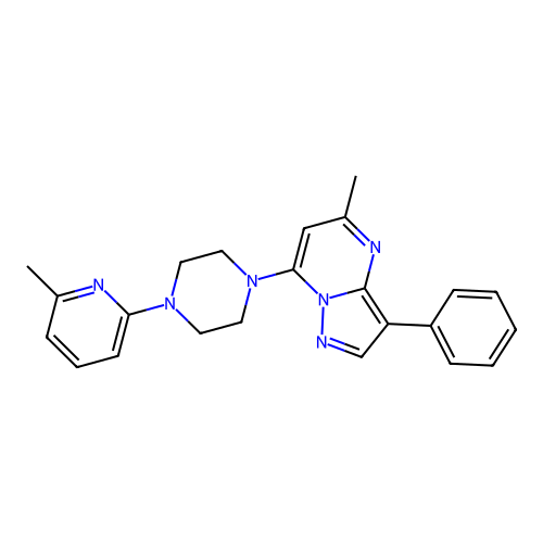 5-methyl-7-[4-(6-methylpyridin-2-yl)piperazin-1-yl]-3-phenylpyrazolo[1,5-a]pyrimidine structure