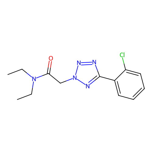2-[5-(2-chlorophenyl)-2H-tetrazol-2-yl]-N,N-diethylacetamide structure
