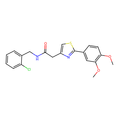 N-(2-chlorobenzyl)-2-[2-(3,4-dimethoxyphenyl)-1,3-thiazol-4-yl]acetamide structure