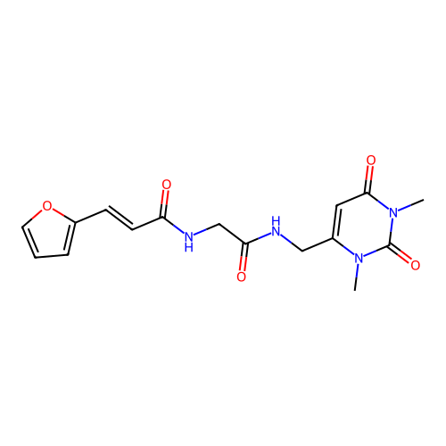 (E)-N-(2-(((1,3-dimethyl-2,6-dioxo-1,2,3,6-tetrahydropyrimidin-4-yl)methyl)amino)-2-oxoethyl)-3-(furan-2-yl)acrylamide structure