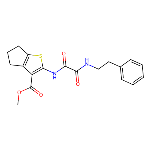 methyl 2-({oxo[(2-phenylethyl)amino]acetyl}amino)-5,6-dihydro-4H-cyclopenta[b]thiophene-3-carboxylate structure