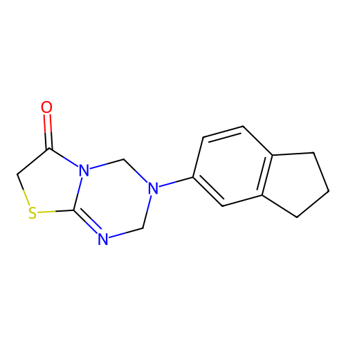 3-(2,3-dihydro-1H-inden-5-yl)-2,4-dihydro-[1,3]thiazolo[3,2-a][1,3,5]triazin-6-one structure