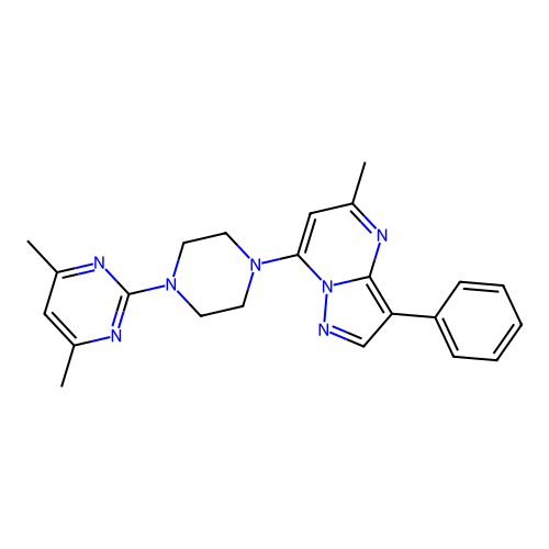 7-[4-(4,6-dimethylpyrimidin-2-yl)piperazin-1-yl]-5-methyl-3-phenylpyrazolo[1,5-a]pyrimidine structure