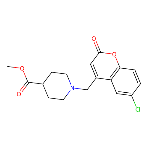 methyl 1-((6-chloro-2-oxo-2H-chromen-4-yl)methyl)piperidine-4-carboxylate structure