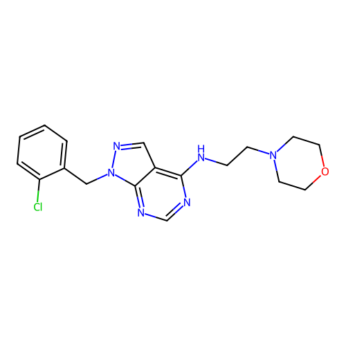 1-(2-chlorobenzyl)-N-[2-(morpholin-4-yl)ethyl]-1H-pyrazolo[3,4-d]pyrimidin-4-amine structure