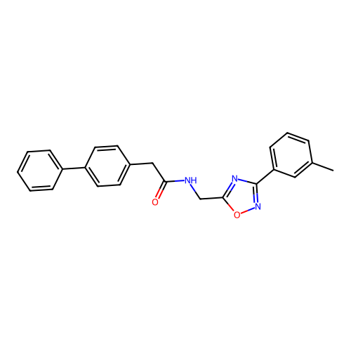 2-(biphenyl-4-yl)-N-{[3-(3-methylphenyl)-1,2,4-oxadiazol-5-yl]methyl}acetamide structure