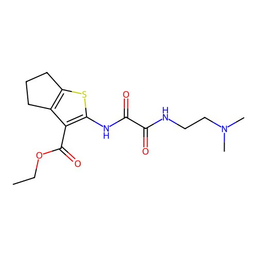 ethyl 2-(2-((2-(dimethylamino)ethyl)amino)-2-oxoacetamido)-5,6-dihydro-4H-cyclopenta[b]thiophene-3-carboxylate structure
