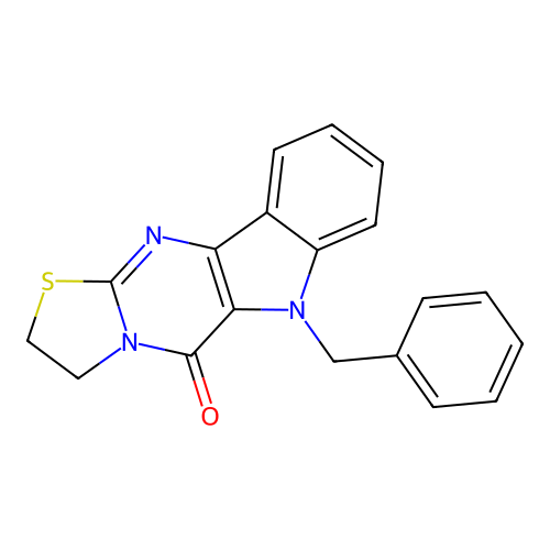 6-benzyl-2,3-dihydrothiazolo[3',2':1,2]pyrimido[5,4-b]indol-5(6H)-one structure