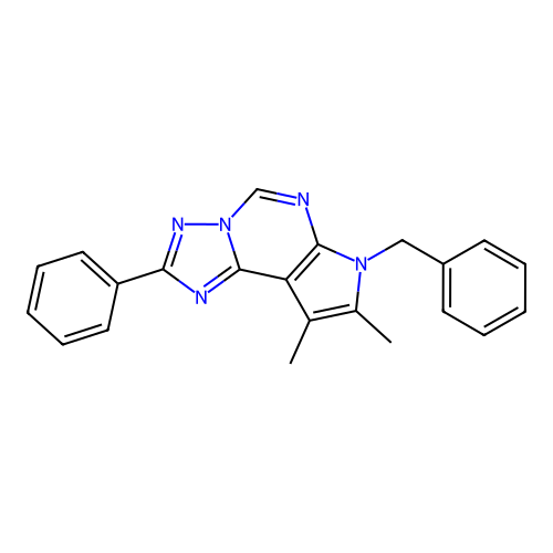 7-benzyl-8,9-dimethyl-2-phenyl-7H-pyrrolo[3,2-e][1,2,4]triazolo[1,5-c]pyrimidine structure