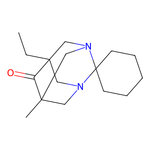 (1R,3S,5r,7s)-5-ethyl-7-methyl-1,3-diazaspiro[adamantane-2,1'-cyclohexan]-6-one structure