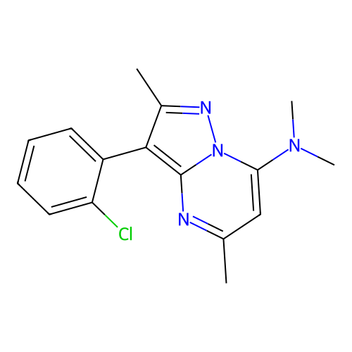 3-(2-chlorophenyl)-N,N,2,5-tetramethylpyrazolo[1,5-a]pyrimidin-7-amine structure