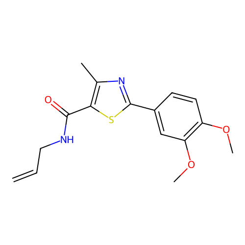 2-(3,4-dimethoxyphenyl)-4-methyl-N-(prop-2-en-1-yl)-1,3-thiazole-5-carboxamide structure