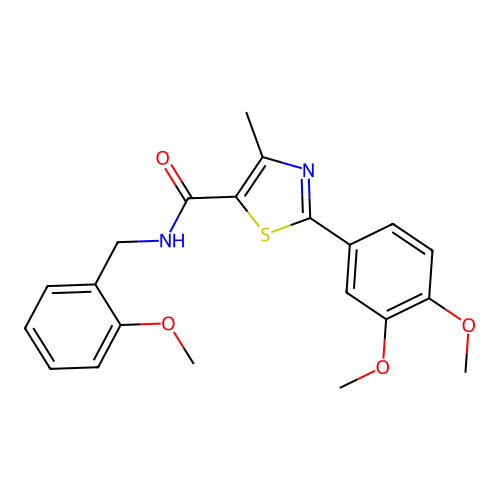 2-(3,4-dimethoxyphenyl)-N-(2-methoxybenzyl)-4-methyl-1,3-thiazole-5-carboxamide structure