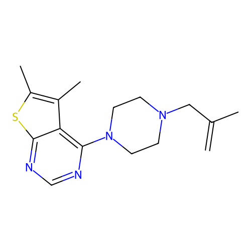 5,6-Dimethyl-4-[4-(2-methylprop-2-enyl)piperazinyl]thiopheno[2,3-d]pyrimidine structure