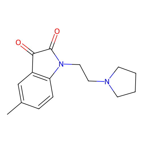 5-methyl-1-[2-(pyrrolidin-1-yl)ethyl]-1H-indole-2,3-dione structure