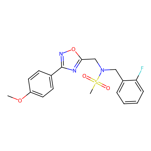 N-(2-fluorobenzyl)-N-((3-(4-methoxyphenyl)-1,2,4-oxadiazol-5-yl)methyl)methanesulfonamide structure