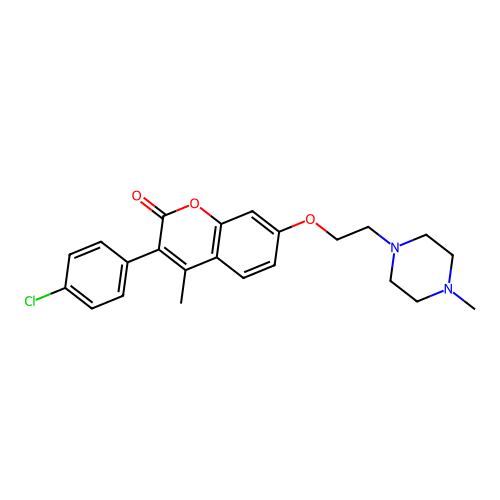 3-(4-chlorophenyl)-4-methyl-7-[2-(4-methylpiperazin-1-yl)ethoxy]-2H-chromen-2-one structure